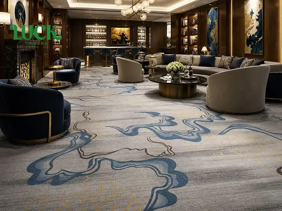 Wool Printed Wall To Wall Carpet For Luxury Place